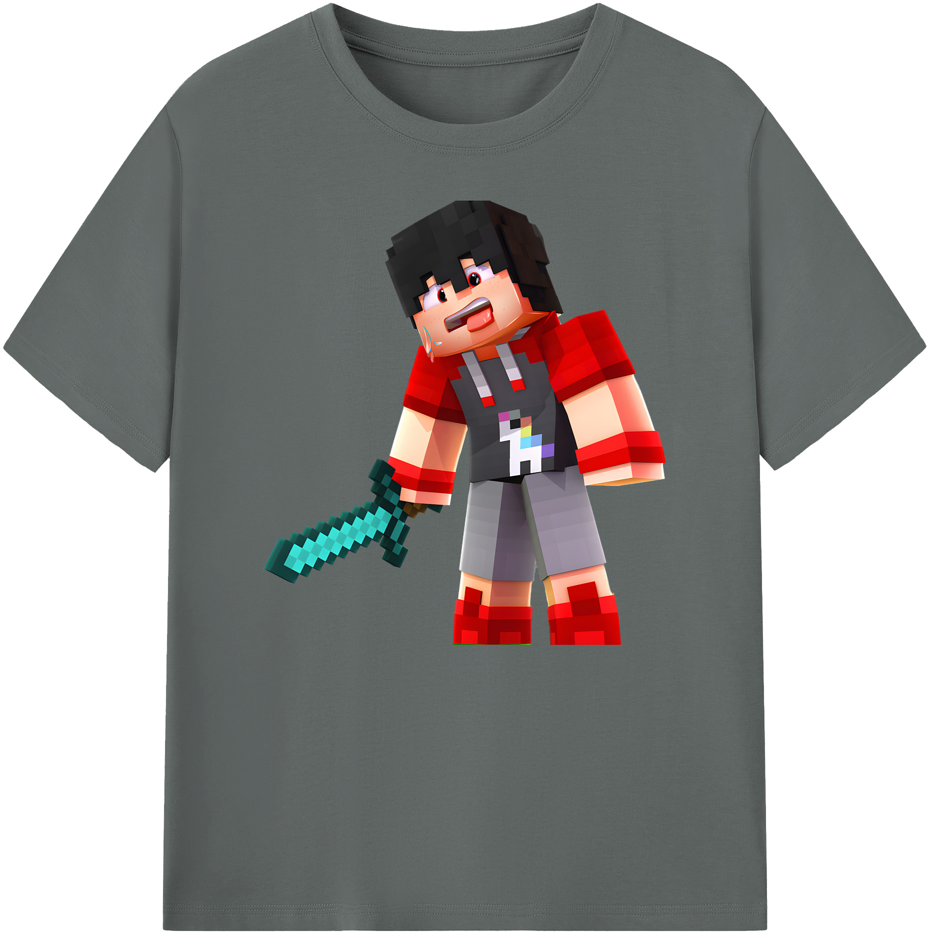 （画像用） マインクラフト ブロックの世界 Minecraft MC Block world 綿100％ メンズ半袖Tシャツ｜肌触りやわらか＆通気性